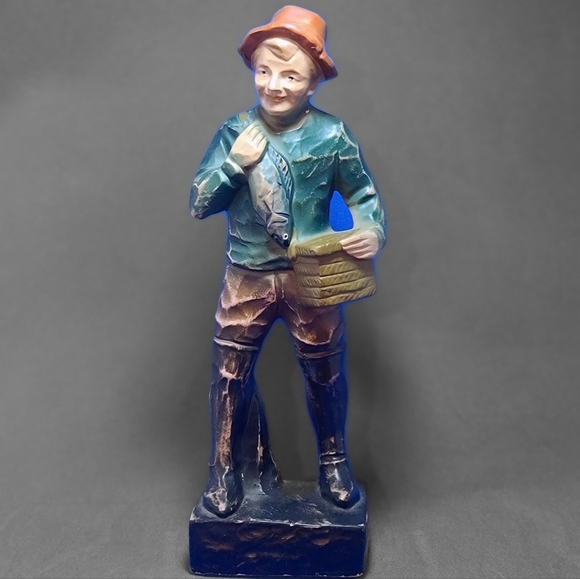 Vintage German Hand Carved & Painted Wood Figurine Fisherman - Picture 2 of 10
